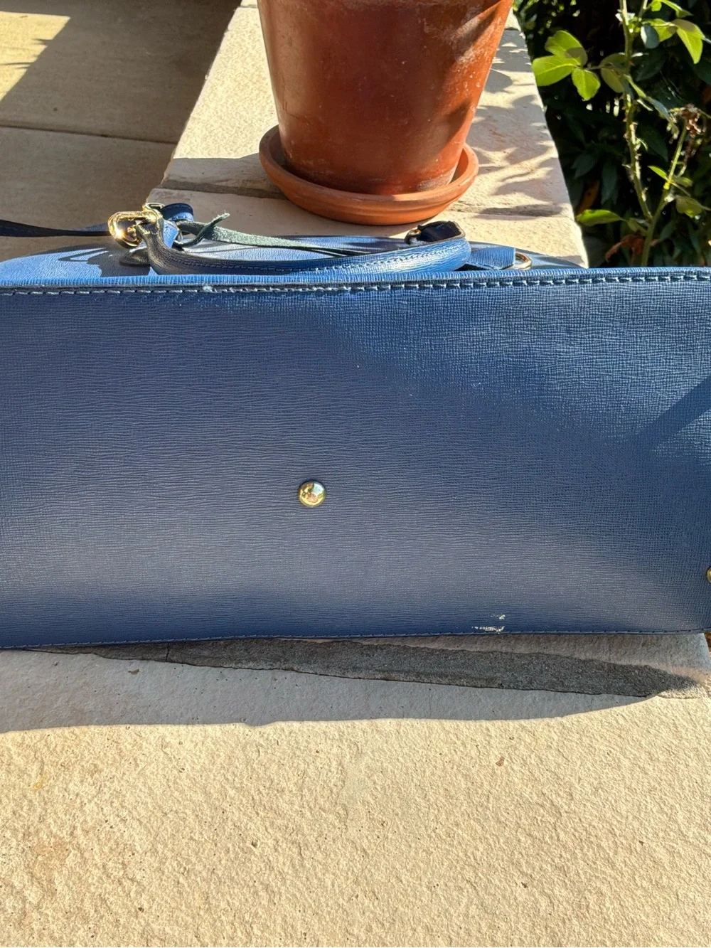 Floto Italian Leather Blue Ragazza Handbag Dome Satchel